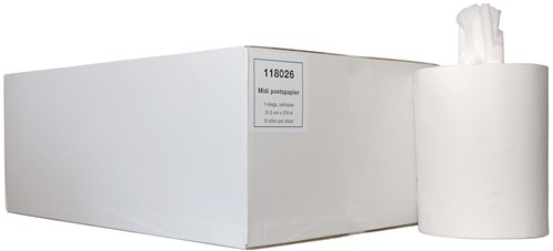 POETSPAPIER MIDI ZK 1-LGS WIT 22CMX275MTR 6 ROL 1 Doos