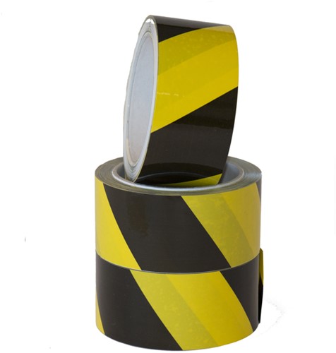 Waarschuwingstape IEZZY 50mmx66m zwart/geel 1 Rol