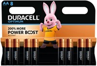 Batterij Duracell Optimum 200 procent 8x AA 8 Stuk
