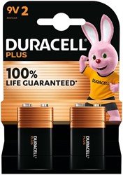 Batterij Duracell Plus blok 9v 2st 2 Stuk