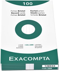 Systeemkaart Exacompta 125x200mm lijn wit 100 Stuk
