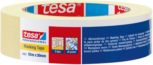 Afplaktape tesa Professional 4323 19mmx50m creme 1 Rol