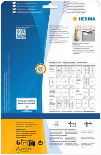 Etiket HERMA 4866 210x297mm A4 folie 10st wit 10 Vel-2