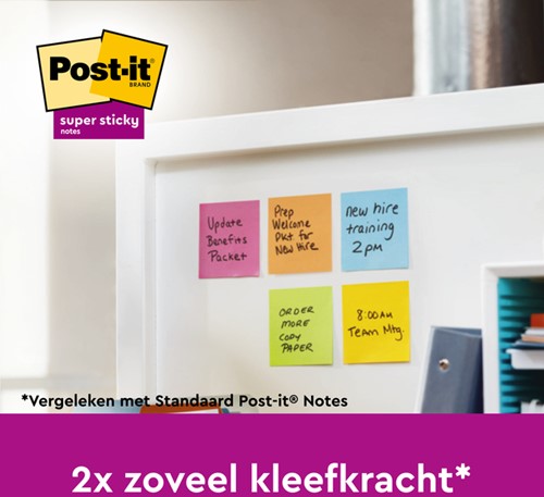 Memoblok Post-it Super Sticky 654 76x76mm color 16 Stuk-2
