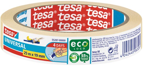 Afplaktape tesa Economy 25mx19mm geel 1 Rol
