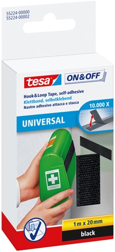 Klittenband tesa On Off 1mx20mm zelfkl zwart 1 Stuk