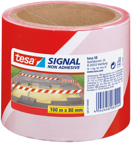 Waarschuwingslint tesa 100mx80mm rood wit 1 Stuk