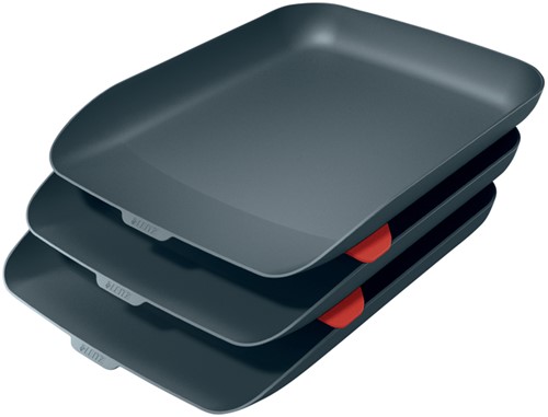 Brievenbak Leitz Cosy set van 3 A4 fluweel grijs 3 Stuk