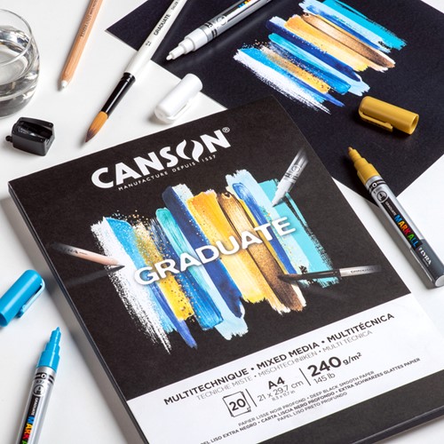 Mixed mediapapier Canson Graduate 240gr A4 zwart 1 Stuk-2