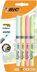 Markeerstift Bic grip pastel assorti 4 Stuk