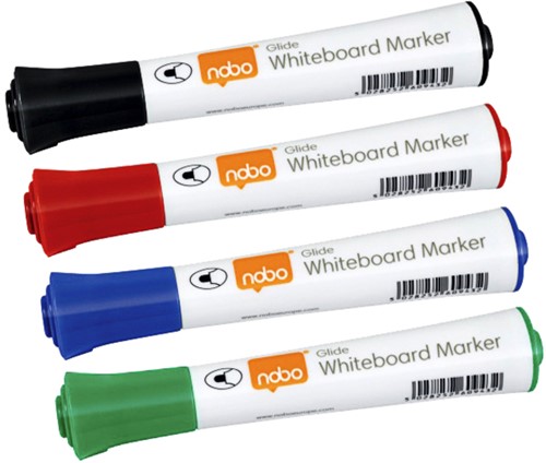 Whiteboardmarker Nobo Glide rond ass 2mm 10 Stuk
