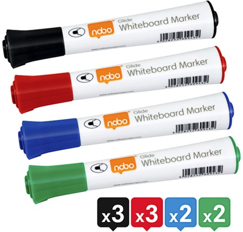 Whiteboardmarker Nobo Glide rond ass 2mm 10 Stuk-2