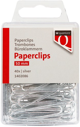 Paperclip Quantore 50mm rond zilver 40 stuks 40 Stuk