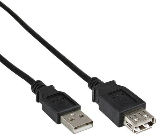 KABEL INLINE VERLENG USB-A 2.0 M/V 1.8 M ZWART 1 Stuk