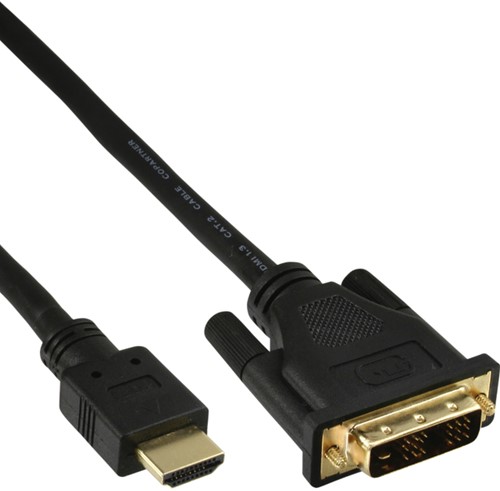 KABEL INLINE HDMI DVI 18+1 PIN M/M 2 M ZWART 1 Stuk