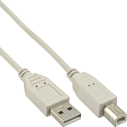 Kabel inLine USB 2.0 A-B 1.8 meter beige 1 Stuk