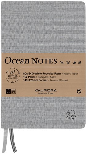 Notitieboek Aurora Ocean A5 192blz lijn 80gr grijs 1 Stuk