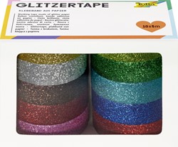 Plakband Folia glitter 5mx15mm 10 stuks 10 kleuren 10 Set