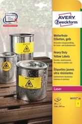 Etiket Avery L6111-20 210x297mm geel 20st 20 Vel