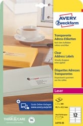 Etiket Avery L4772 99.1x42.3 transparant mat 300st 25 Vel