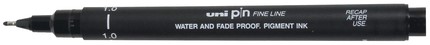 Fineliner Uni-ball Pin 1mm zwart 12 Stuk