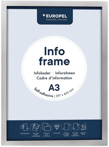 Infokader Europel zelfklevend A3 zilver 2 Stuk