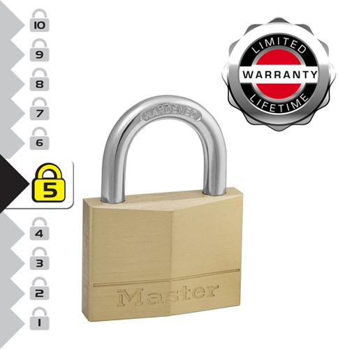 Hangslot MasterLock 2 gelijksluitend messing 50mm 2 Stuk-2