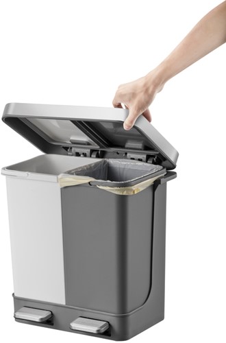 Pedaalemmer EKO Hana Duo Recy 2x10l grijs wit 1 Stuk-2
