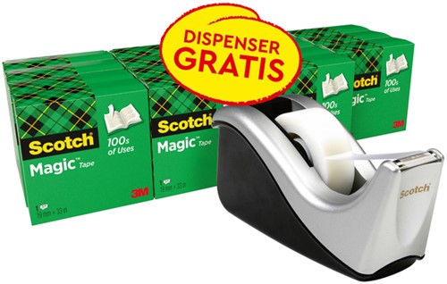 Plakband Scotch Magic 19mmx33m + houder zi 16rol 17 Stuk