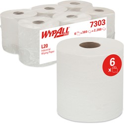 Poetspapier WypAll L20 2laags 380 vel wit 6 Rol