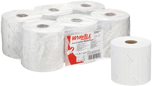 Poetspapier WypAll L10 1laags 800 vel wit 6 Rol