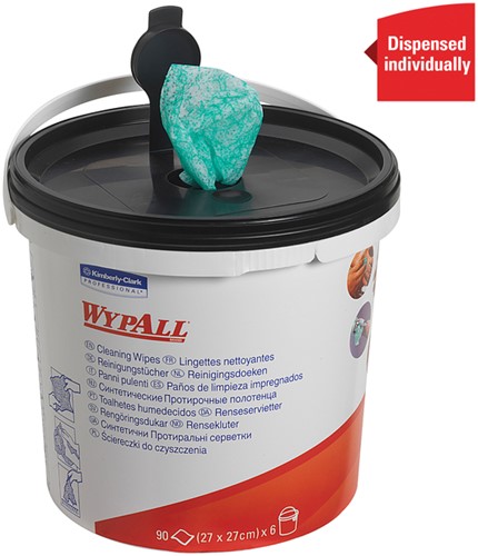 Reinigingsdoek WypAll emmer 1laags 6x90 vel groen 6 emmer-1