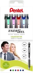 Gelschrijver Pentel BL77 Energel M 6st assorti 6 Stuk