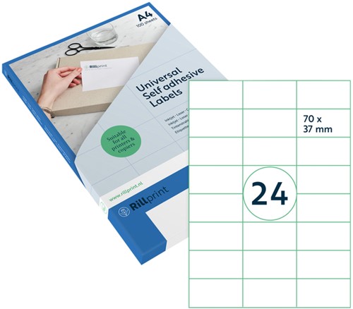 Etiket Rillprint 70x37mm mat transparant 600st 25 Vel