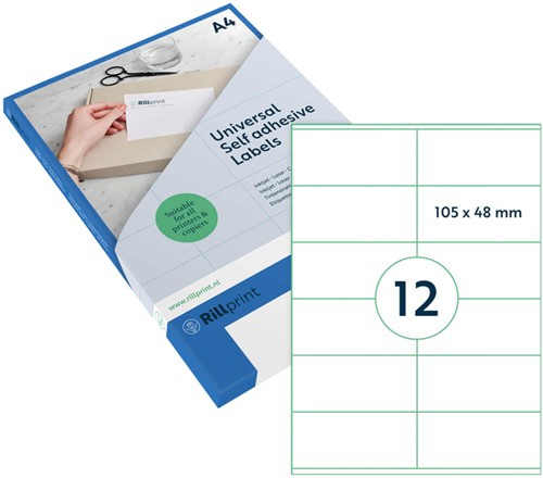 Etiket Rillprint 105x48mm mat transparant 300st 25 Vel