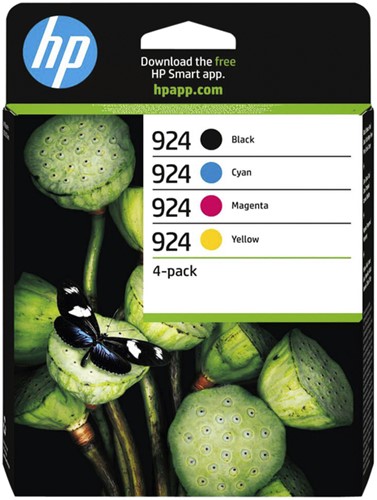 Inktcartridge HP 6C3Z1NE 924 zwart + 3 kleuren 4 Stuk