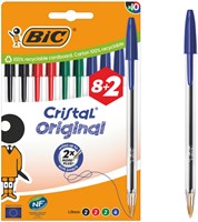 Balpen Bic Cristal M 10st assorti 10 Stuk-2