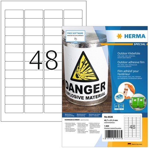 Etiket HERMA 9536 45.7x21.2 weerbest wt 1920etiket 40 Vel