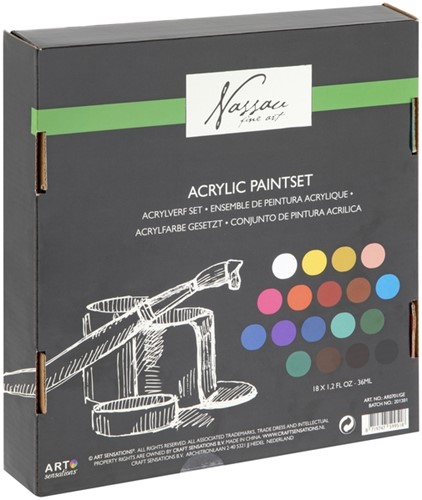 Acrylverf Nassau fine art doos a 18 tubes a 36ml 18 Tube-2