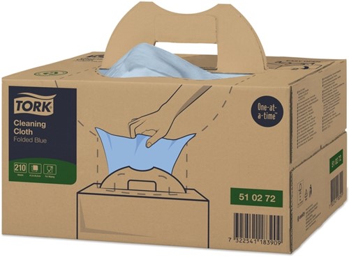 Reinigingsdoek Tork W7 dispenserdoos 1laags blauw 210 Vel