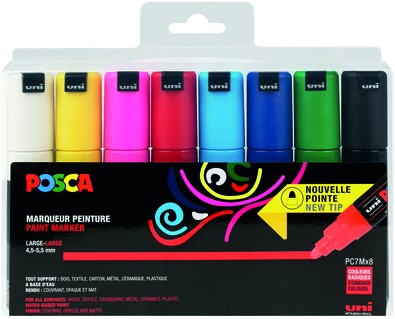Paintmarker Uni POSCA PC7M B 8st assorti 8 Stuk
