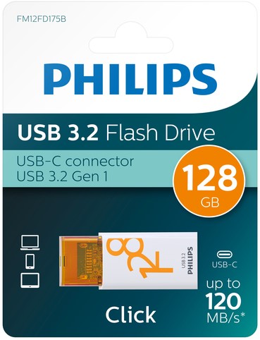 Philips USB 128GB USB-C Click Sunrise Orange 1 Stuk