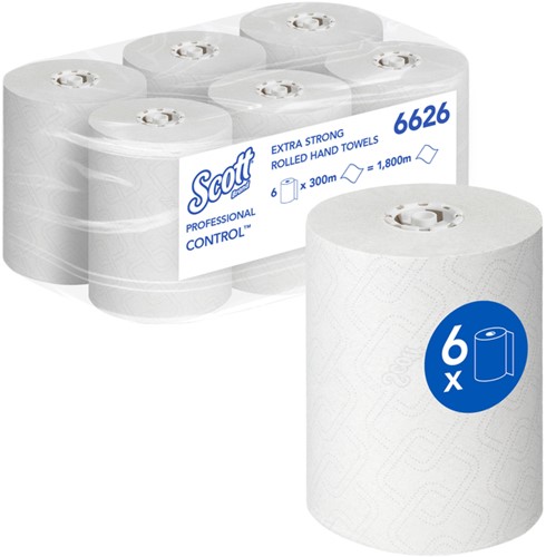 Handdoekrol Scott Control ES 1-laags 300m wit 6626 6 Rol