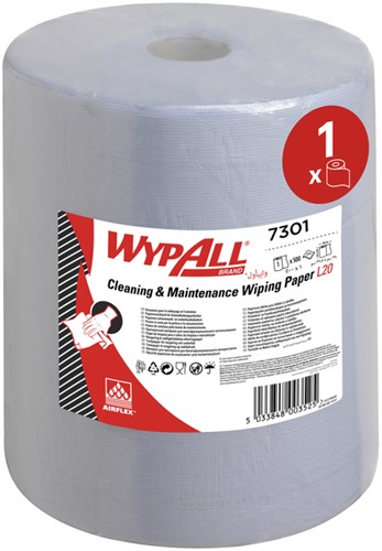 Poetsrol WypAll L20 325mmx190m 500vel blauw 7301 500 Vel