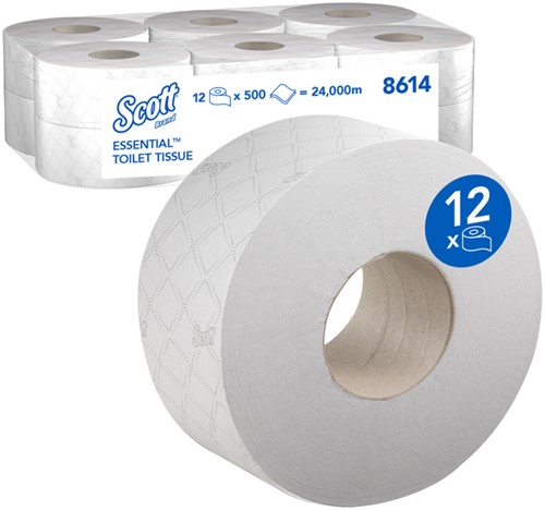 Toiletpapier Scott Essential Jumbo 200m wit 8614 12 Rol