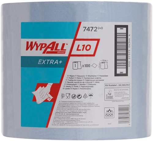 Poetsrol WypAll L10 1-laags 235mmx380m blauw 1000 Vel