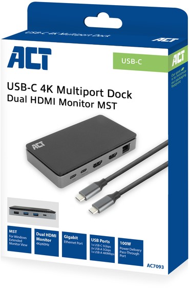Windows Compatibel Geen Mac WAVLINK USB-C Dockingstation – Dual Monitor Dock Met 2x HDMI, DP, 100W PD, Ethernet En SD/TF Slots (alleen Windows) WAVLINK Dockingstation 100W PD