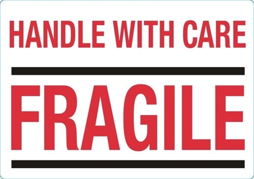Waarschuwingsetiket handle with care 500 stuks 1 Rol