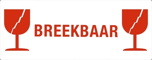 Waarschuwingsetiket breekbaar/glas 500 stuks 1 Rol