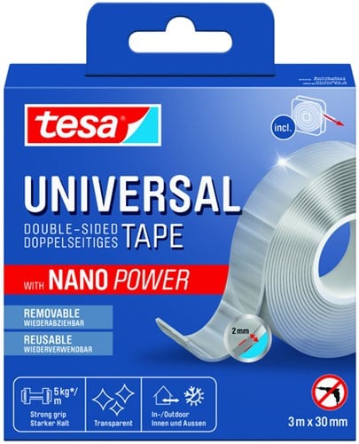 Plakband tesa Nano Power dubbelzijdig 30mmx3m 1 Rol